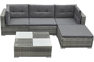 vidaXL Gartenmöbel 14-TLG. Poly Rattan Lounge Gartensofa Garnitur Sitzgruppe