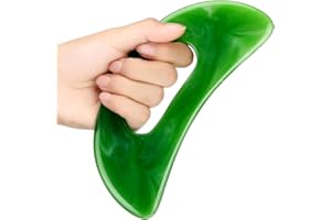 QEQSHQO Outil de Massage Gua Sha avec Poignée, Corps Guasha, Masseur de drainage lymphatique, Élimination de la fatigue pour les jambes, dos, visage, cou, muscles (Vert)