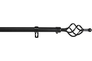 MERCURY TEXTIL-Barra Sencilla Forja Universal Extensible,Barra de Cortinas Decorativa Extensible (Negro, 120-210cm Trenza)