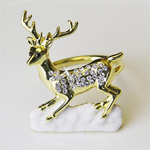 TOYM- Set Of 2 Christmas Napkin Buckle Gold Deer Meal Deduction