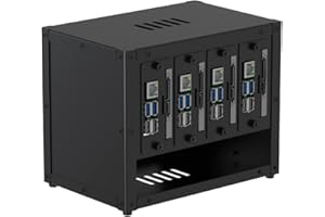 UCTRONICS Upgraded Complete Enclosure for Raspberry Pi Cluster, with 4 Removable Mounting Brackets for Pi 5, 4B, 3B+/3B, and Other B Model and 2 Cooling Fans, Support 4 2.5" SSD and Switch