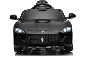 Macchina Elettrica Per Bambini Maserati Gran Cabrio con Sedile in Pelle Auto Elettrica Per Bambini Telecomandata Porte Apribili Doppio Motore Elettrico 12V Carico 25 Kg TOYSCAR Nera