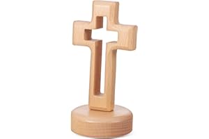 BESPORTBLE Wooden Cross - Holy Cross Tabletop with Base Standing Catholic Wall for Home Decor Christmas Party (As Shown) 1 Set