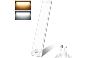 FUNTOOLDE Under Cabinet Kitchen Lights,1 Pack 44 LEDs 3 Modes Motion Sensor under Cupboard kitchen lights,2000mAh USB Type-C Rechargeable Stepless Dimming Wardrobe Light,2 Color Temps Closet Light