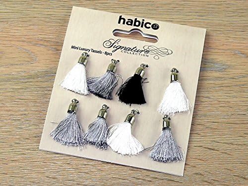 Habico Mini Luxury Tassels 30mm Black, White &amp; Grey - per pack of 8