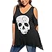 Produktbild NINGSANJIN Oberteile Damen V-Ausschnitt Bluse Übergröße T-Shirt Kurzarm Stretch Große Größen Casual Tunika Bandagen Spitze 52/54/56 Party Prime Skull Tops (5XL,Schwarz)