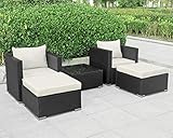 Witterungs- und UV-beständiges Polyrattan, sehr pflegeleicht, aufwendiges und gleichmäßiges Geflecht von erfahrenen ausgebildeten Weberinnen aus Handarbeit, stabile mehrfach verstrebte Bauweise.