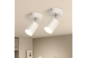 Gr4tec Spot Plafond Orientable 350°, 2 x 6W Ampoule GU10, Blanc Chaud 2700K, Plafonnier Cuisine, AC 220V-240V, 550LM Luminaire Chambre, IP20 Éclairage de Plafond Pour Salon, Chambre, Couloir
