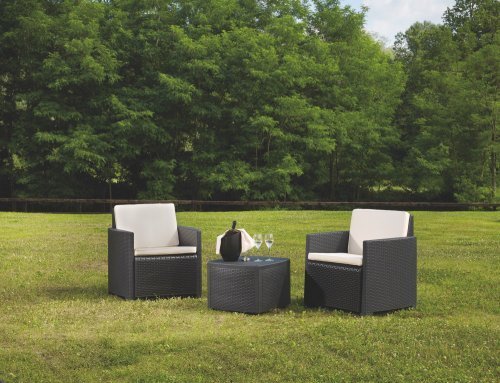 Ipae-Progarden Trinacria Set con Cojines, Antracita, 30 x 30 x 30 cm