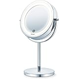 Beurer BS 55 Espejo maquillaje con luz, LED brillante (18 LEDs), espejo pivotante, encendido con sensor táctil, 1 cara con vi