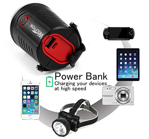 Wolfyok 2-in-1 LED Camping Laterne & Energien bank, 4 Licht-Modi USB Output, 100 Stunden dauerhafte Beleuchtung tragbare Camping Lampe, 5200 mAh LED Wiederaufladbare IP65 wasserdichte Notfall Laterne für Wandern, Camping, Notfall, Nachtlicht - 6
