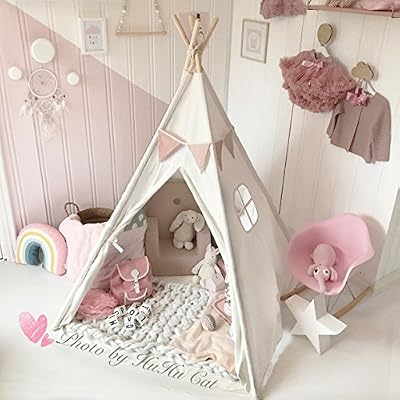 Tiny Land Tente de 5 Pouces en Toile de Coton en Forme de Tipi Pour Enfants par Tiny Land (Tapis Inclus)