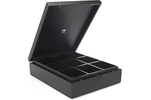 Bredemeijer Tea Box 9-Compartments Bamboo Without Window, Black, 279x220x71mm