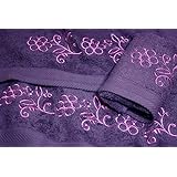 Juego de Toallas Bordadas 3 piezas 550gr FLOWERS Nº9 (Violeta)