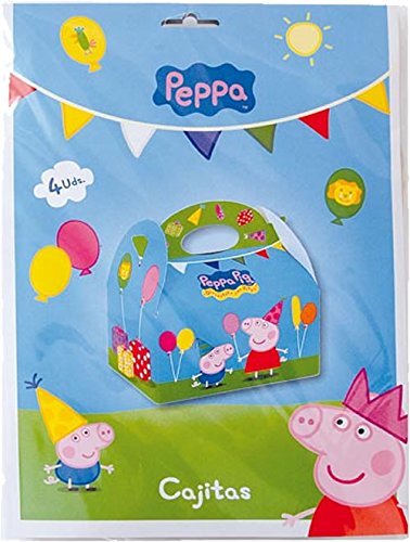 4 Geschenkboxen aus Pappe * PEPPA PIG * für Kindergeburtstag und Mottoparty // CONO // Party Kinder Kinderparty Mitgebsel Geschenktüten Tüten Partyboxen Wutz - 3