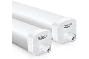 ‎TONFFI TONFFI 2 Stück LED Feuchtraumleuchte 60W 7200LM, 155cm LED Feuchtraumlampe Röhre, IP65 Wasserfest Wannenleuchte Werkstattlampe für Keller Garage Werkstatt Büro, Neutralweiß 4000K