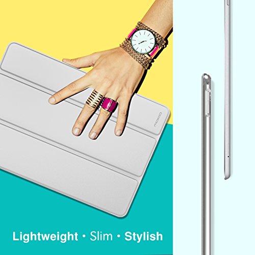 MoKo Hülle für Neu iPad Pro 12.9 2017 – PU Leder Tasche Schutzhülle Schale Smart Case mit Translucent Rücken Deckel, mit Auto Schlaf / Wach Funktion und Stanfunktion für Apple New iPad Pro 12.9 Zoll 2017 Tablet, Silber - 6