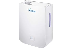 ARDES | AR8U10 Umidificatore ad Ultrasuoni NEBULO 30W, Umidificatore Professionale Ambienti Casa Ufficio Capacità 4 Litri, 3 Livelli di Vapore con Grande Comando Touch, Silenzioso ed Elegante, Bianco