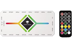 TZMRIT 2-w-1 ARGB PWM Fan Hub z kontrolerem, 9 x 4-pinowe złącze wentylatora PWM, 9 x 5 V 3-pinowe porty ARGB, magnetyczna podstawa i 18 portów SATA Power 18 portów, biały