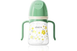 Oberni Toddler Sippy Cup, Weighted Straw Baby Drinking Water Bottle with Valved Spout for 6+ Months, 300ml/Green/1Pack