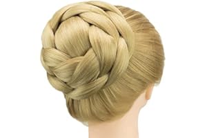 IMISSU Talla grande Moño trenzado Bailarina Cubierta Rosquilla Piezas para el cabello coletero Moño para el cabello Peluca Clips Updo en la fiesta de bodas (M3 Rubio ceniza)