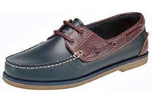 MR SHOES G316NVB Dek Mens Navy Brown Leather Lace Up Boat Deck Shoes Size UK 12