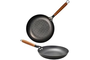 lätt Home Padelle in Ghisa Antiaderente Senza PFOA. Padelle per Piano Induzione, Elettrico, Gas e Forno. Manico in legno estraibile (Manico Legno Acacia, Set 2-24-28 cm)