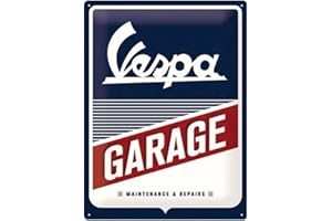 Nostalgic-Art Plaque vintage Vespa – Garage – Idée de cadeau pour les fans de scooters, en métal, Design retro pour la décoration, 15 x 20 cm
