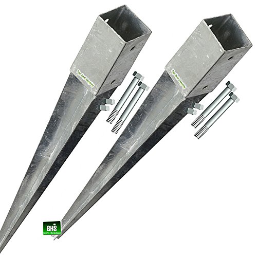 2- er Set Bodenhülsen für Stützen 7x7 cm 4 Schrauben 10x90 mm