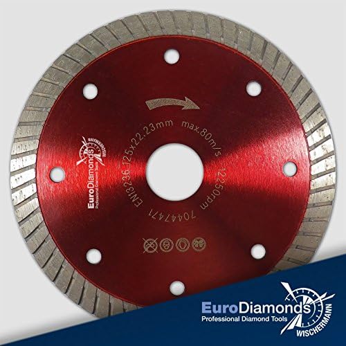 Diamond Cutting Disc for Stone Granite Marble, Ceramic, Bricks, Tiles, Natural Thin Dot Hole Diamond Cutting Disc, Ø 125 mm