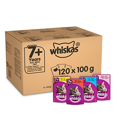 Whiskas 7+ Mélange sélectif de sachets en gelée pour chat 100 g, lot de 120