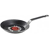 Turk Bratpfanne, leichte flache Eisenpfanne, Rand Ø 28 cm, Boden Ø 21,5 cm, Randhöhe 3,5 cm, flacher Stiel, Öse zum Aufhängen