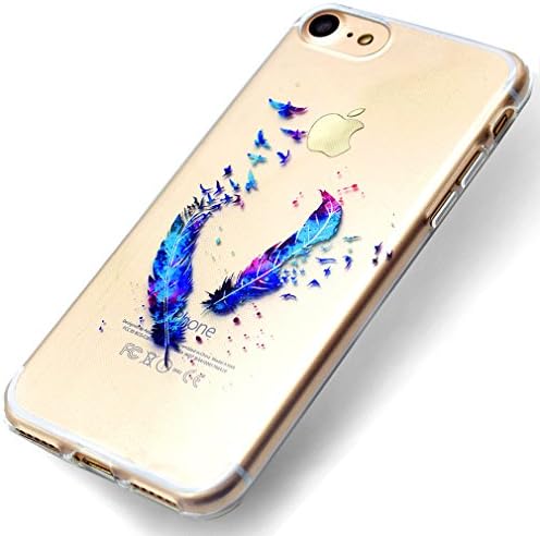 iPhone 6 Case, OUJD iPhone 6s Case Thin Gel TPU Soft Bumper [Drop Protection] Transparent Plastic Rubber Silicone Skin Cover Painting Design Cover For iPhone 6 &amp; iPhone 6s Anti-crash shell Feathers