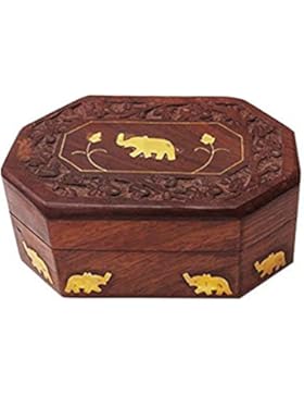 Danksagungsgeschenke Für deine Geliebten Hölzerner Weinlese-Kasten, Oktal-Form Einzelner Elefant 6X4in Kasten,...