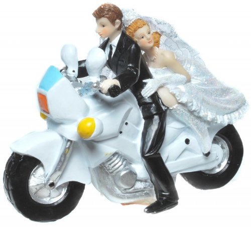 Figur Zierfigur Tortenfigur MOTORRAD Hochzeit Brautpaar modern