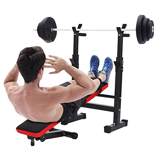 Ancheer zusammenklappbare und höhenverstellbare Hantelbank,multifunktions Hantelbank mit Langhantelablage,Drückerbank mit Hantelablage,Sit Up Bank Trainingsbank Rückentrainer Bauchtrainer - 7