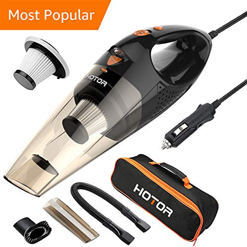 HOTOR 3rd Gen Corded Car Vacuum Cleaner with LED Light, DC12-Volt Wet/Dry Portable Handheld Auto Vacuum Cleaner for Car,16.4 Feet (5 Meters) Power Cord with Carry Bag