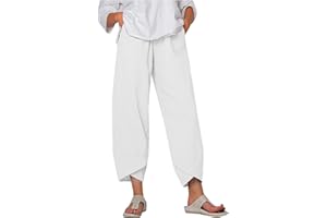 uxxnjfg Pantalon Femme Chic Et Elegant Lin Baggy Taille Elastique Pantalon Elastique D'été Pas Cher Marque Mode Fitness Sport Pantalon Femme Cadeau Femme