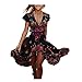 Produktbild Frauen Röcke VENMO Frauen drucken Blumen Retro Palace V-Ausschnitt Abendkleid (Asian Size:S, Black)