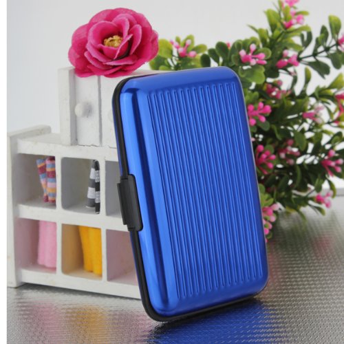 Alu wasserdichte Kreditkarten Visitenkarten Etui Case Tasche Box Hülle Kartenbox Aufbewahrungsbox Blau