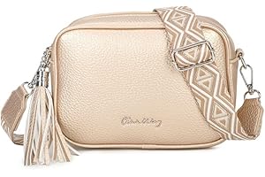 OLIVIA WONG Bolso bandolera mujer pequeño de cuero PU con dos bandoleras bolso mensajero para cruzar polipiel regalo original para mujer