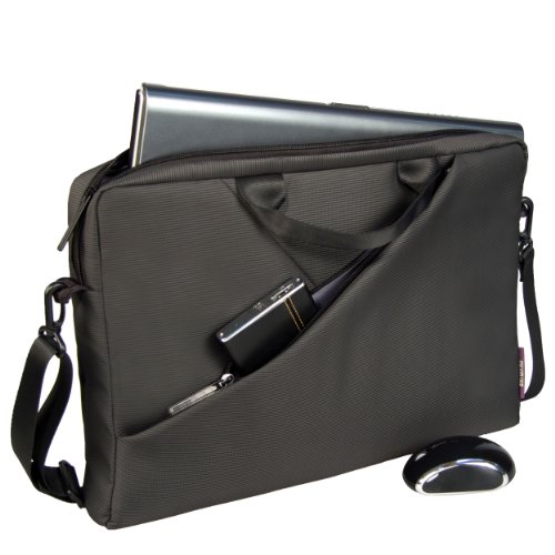 Rivacase – hochwertige Notebooktasche / Schultertasche für Notebooks bis 15,6″ (39,6 cm) in Grau - 3