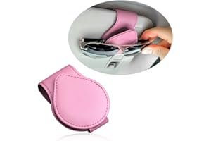 GTLM Magnetischer Brillenhalter für Auto,PU Leder Sonnenbrillenhalter Auto Aufbewahrung Brillen Tickets Karten & Hält Auto Ordentlich,Universal Auto Zubehör Innenraum Frauen (Rosa)