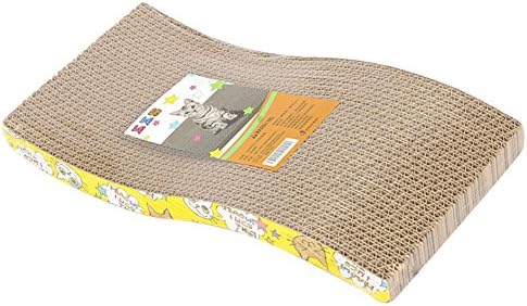 HKYIYO Natural Color Corrugated Paper Board Cats Seize Scratching Pad with Catnip - Wave
