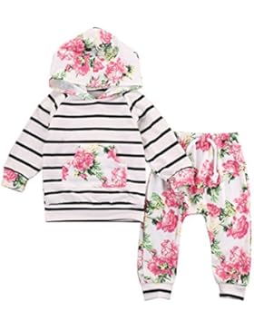 Neugeborene Baby Mädchen Kleidung Set Mit Kapuze Langarmshirt + Blumenhose Kinder Bekleidungsset Outfits