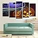 Produktbild Agreey Modular Home Decor Frame Tableau Modern 5 Panel Beach Sea View Fire Cloud Painting Canvas Wall Art Pictures for Living Room-S1NoFrame