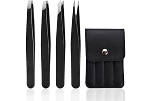 liuchanghe Pinzette Sopracciglia Professionali, Pinzetta Sopracciglia in Acciaio Inossidabile per Rimozione Punti neri per Uomini e Donne (Nero)