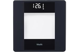 Vitafit Báscula de Baño Digital,Dedicado a La Tecnología de Alta Precisión Para Peso por Más de 20 Años, Pantalla LED 180kg, Negro