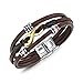 Produktbild Stilvoll und raffiniert Mode Herren Accessoires Vintage Braun Titanium Stahl Leder Herren Armband 8 Wort Armband