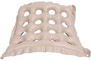 Ejoyous Nadmuchiwana poduszka do siedzenia, 16 otworów, nadmuchiwana poduszka pod podłogę, odleżyny, poduszka na krzesło, poduszka na krzesło do wózka inwalidzkiego, na podróż, do aktywności na świeżym powietrzu, beżowa